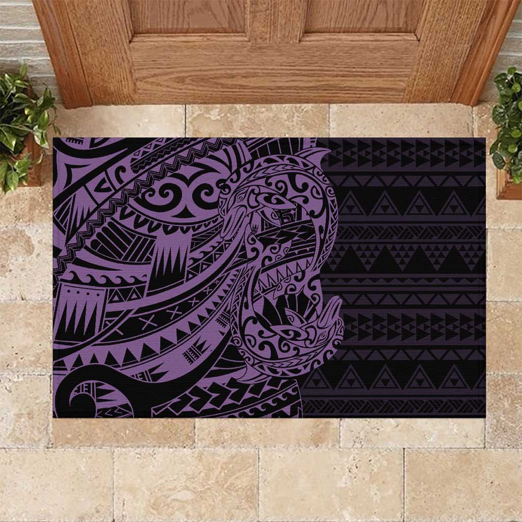 Purple Couple Dolphins Maori Polynesian Style Rubber Doormat LT9 Purple - Polynesian Pride