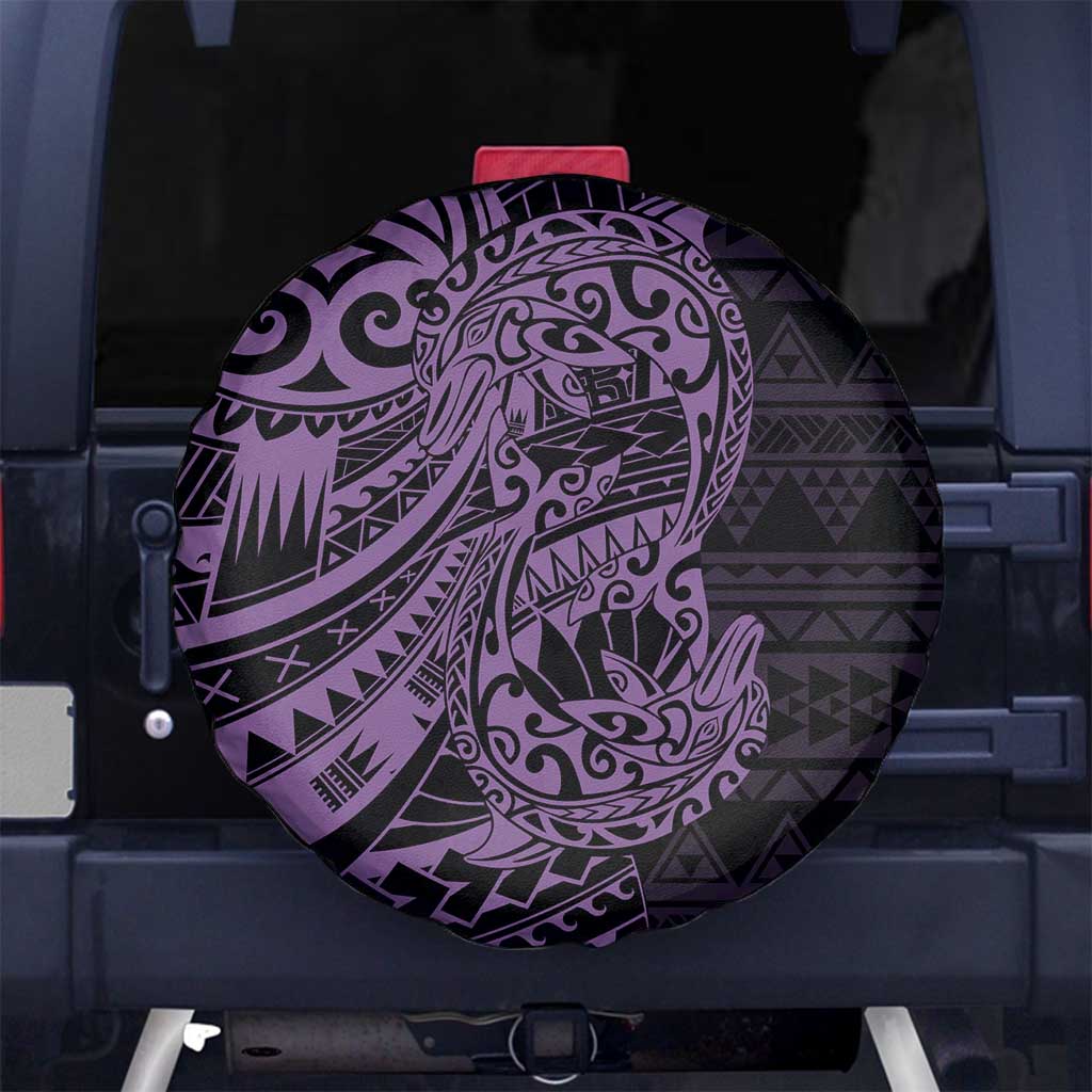Purple Couple Dolphins Maori Polynesian Style Spare Tire Cover LT9 No hole Purple - Polynesian Pride