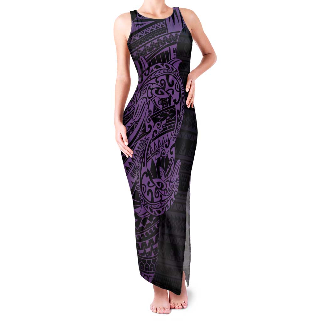 Purple Couple Dolphins Maori Polynesian Style Tank Maxi Dress LT9 Women Purple - Polynesian Pride