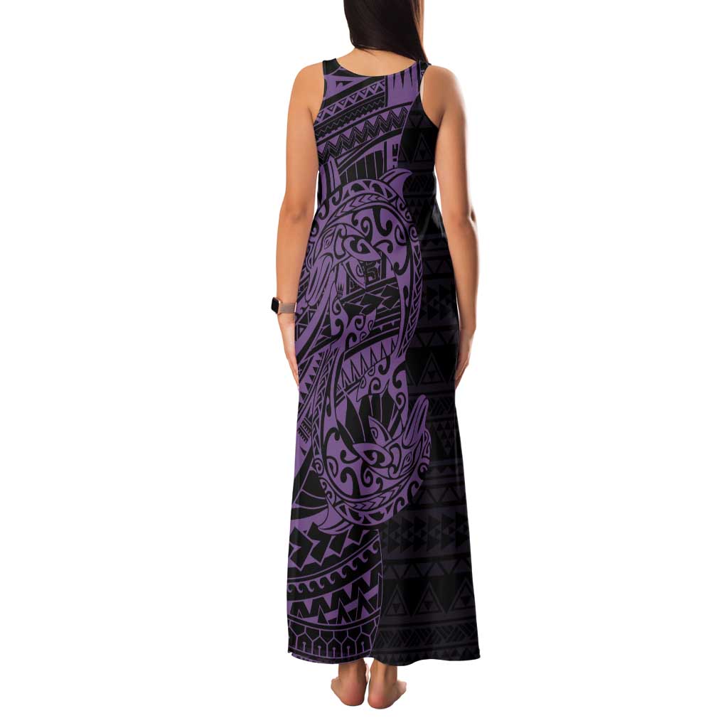 Purple Couple Dolphins Maori Polynesian Style Tank Maxi Dress LT9 - Polynesian Pride