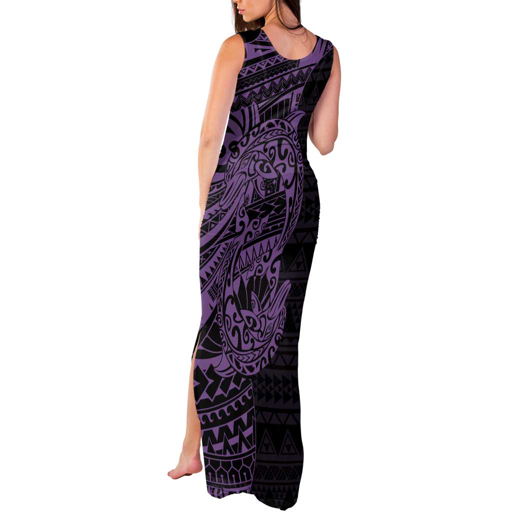 Purple Couple Dolphins Maori Polynesian Style Tank Maxi Dress LT9 - Polynesian Pride