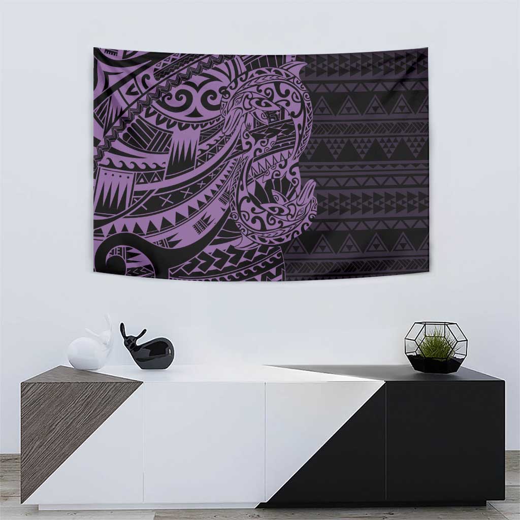 Purple Couple Dolphins Maori Polynesian Style Tapestry LT9 - Polynesian Pride