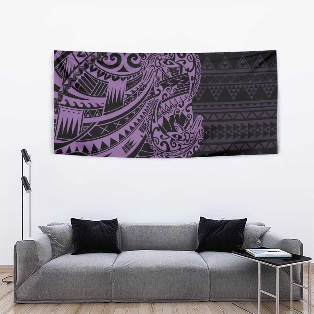 Purple Couple Dolphins Maori Polynesian Style Tapestry LT9 - Polynesian Pride