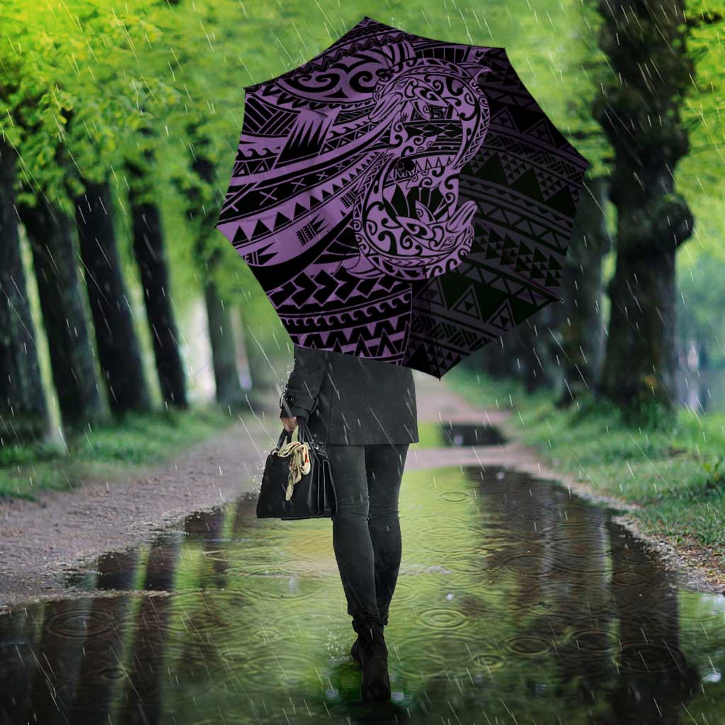 Purple Couple Dolphins Maori Polynesian Style Umbrella LT9 - Polynesian Pride