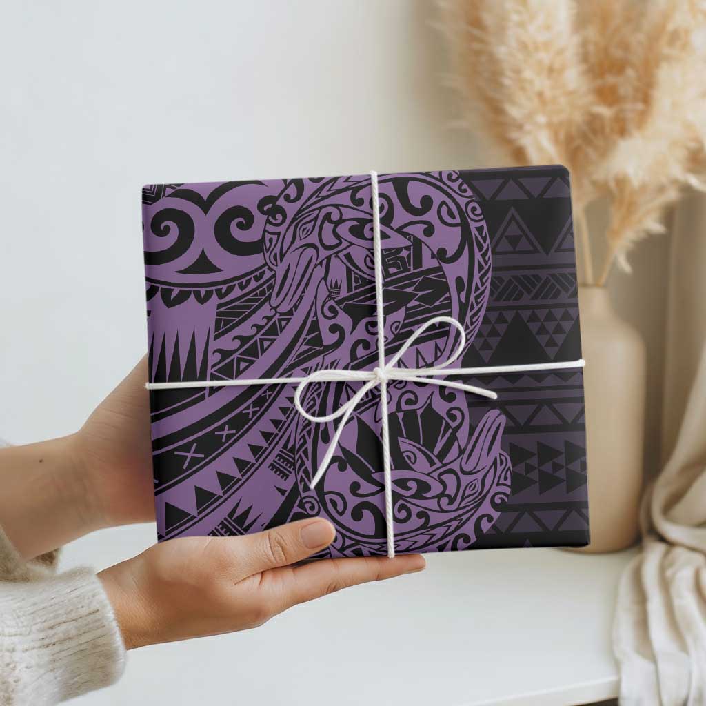 Purple Couple Dolphins Maori Polynesian Style Wrapping Paper LT9 - Polynesian Pride