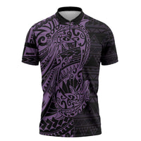 Purple Couple Dolphins Maori Polynesian Style Zipper Polo Shirt LT9 Purple - Polynesian Pride