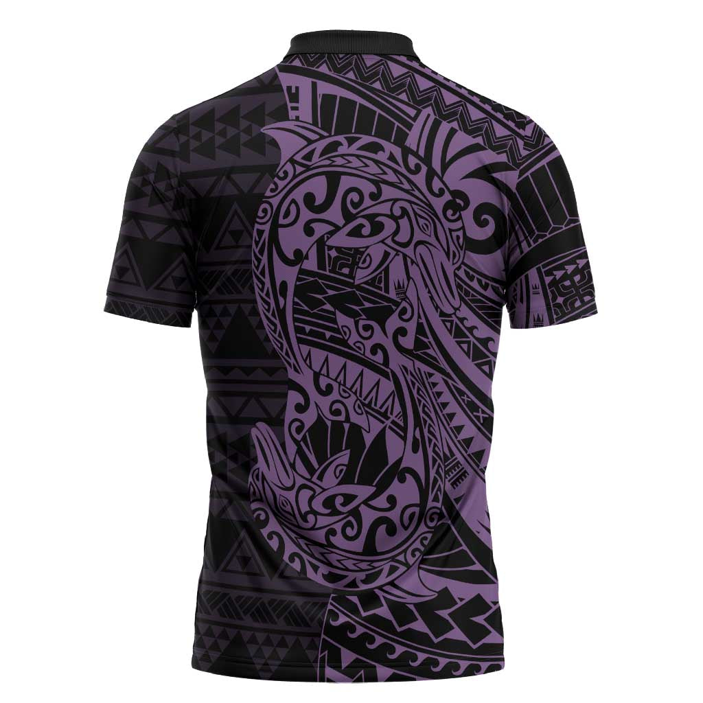 Purple Couple Dolphins Maori Polynesian Style Zipper Polo Shirt LT9 - Polynesian Pride