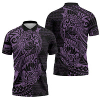 Purple Couple Dolphins Maori Polynesian Style Zipper Polo Shirt LT9 - Polynesian Pride