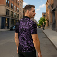 Purple Couple Dolphins Maori Polynesian Style Zipper Polo Shirt LT9 - Polynesian Pride