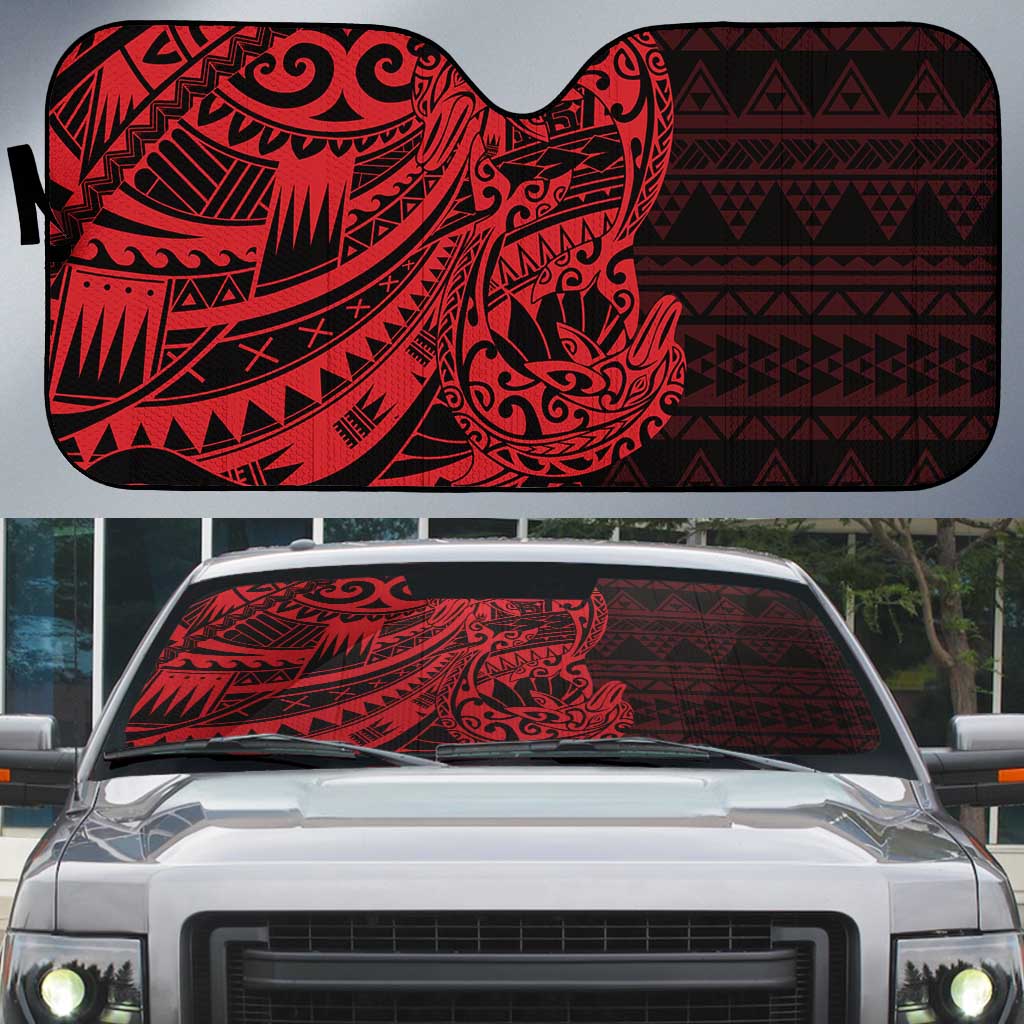 Red Couple Dolphins Maori Polynesian Style Auto Sun Shade LT9 Red - Polynesian Pride