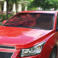 Red Couple Dolphins Maori Polynesian Style Auto Sun Shade LT9 - Polynesian Pride