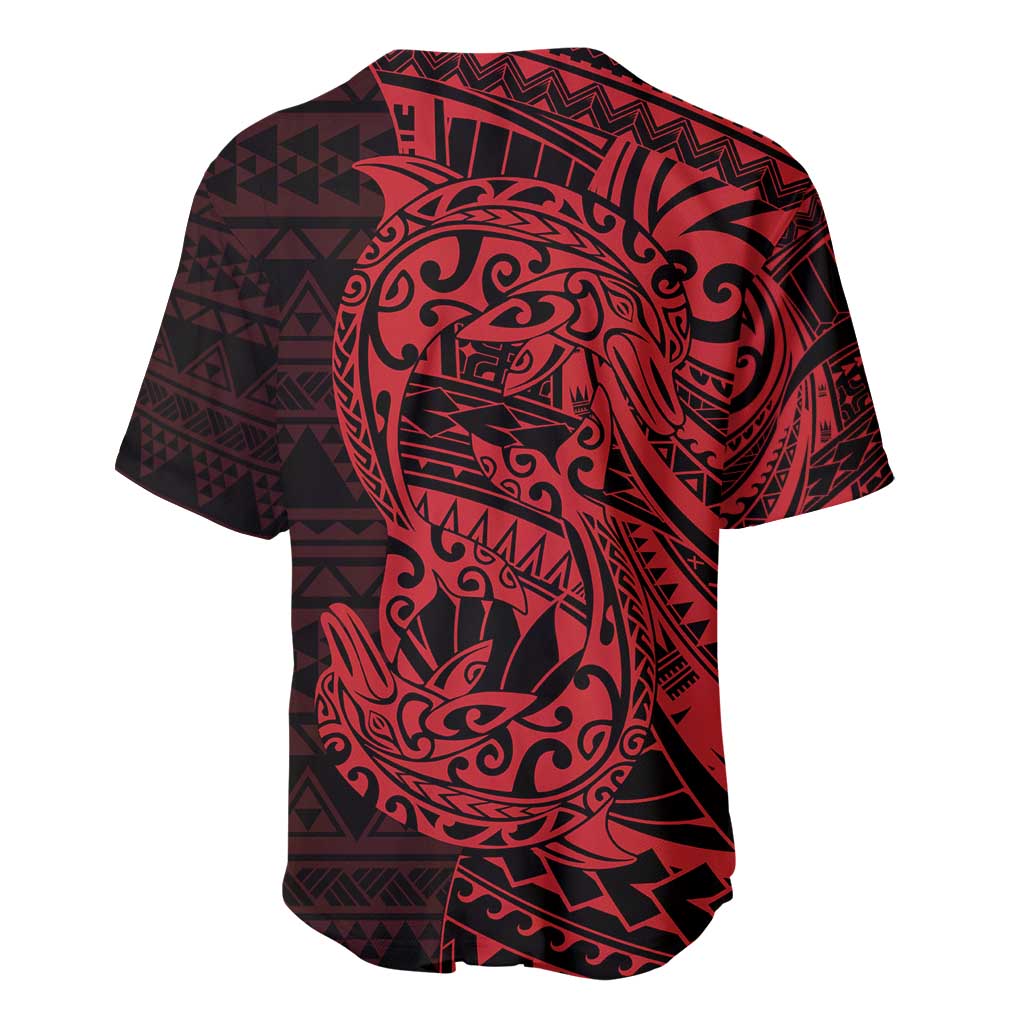 Red Couple Dolphins Maori Polynesian Style Baseball Jersey LT9 - Polynesian Pride