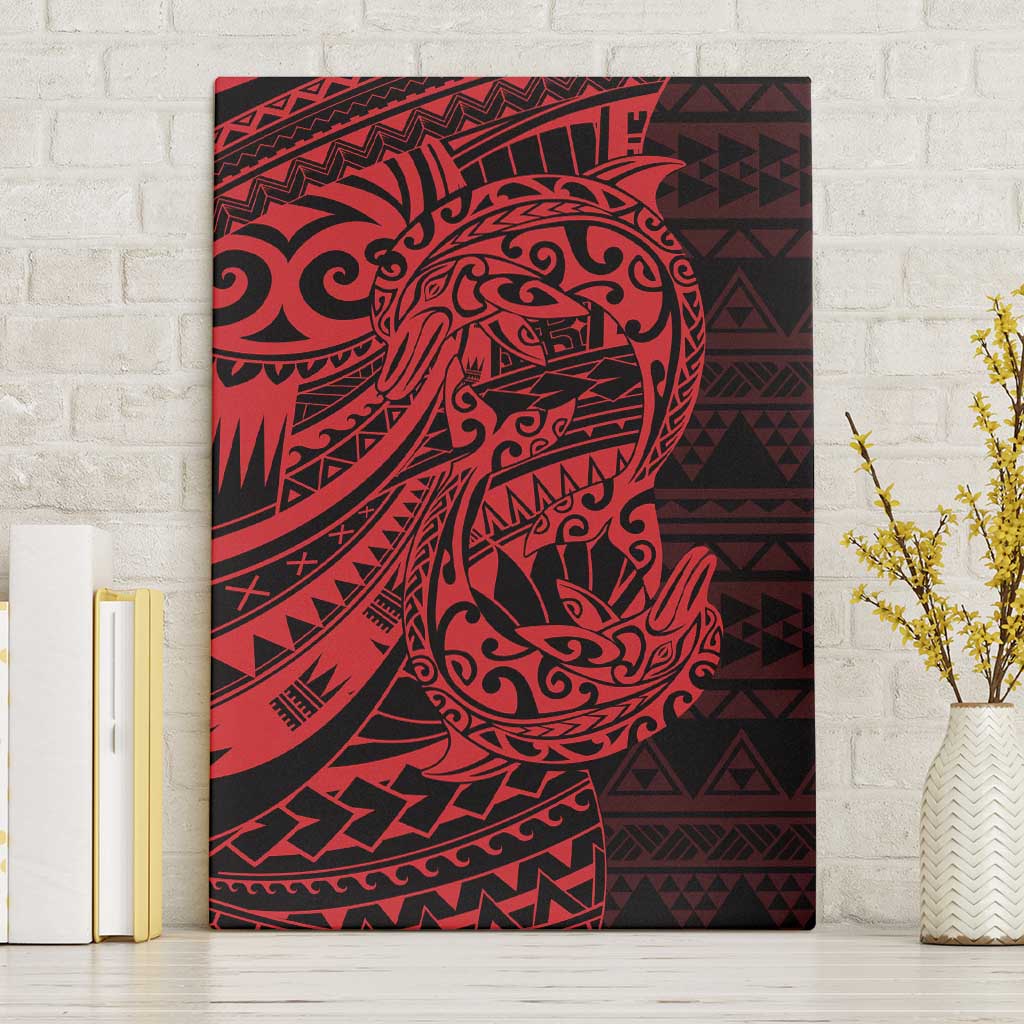 Red Couple Dolphins Maori Polynesian Style Canvas Wall Art LT9 Without Frame Red - Polynesian Pride