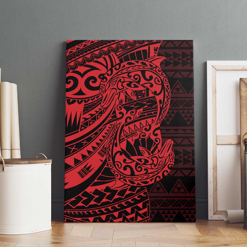 Red Couple Dolphins Maori Polynesian Style Canvas Wall Art LT9 - Polynesian Pride