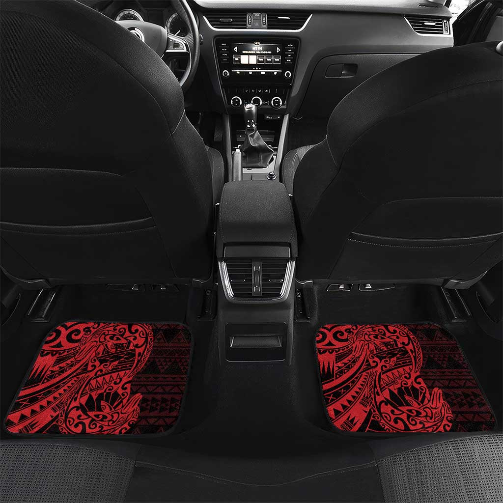 Red Couple Dolphins Maori Polynesian Style Car Mats LT9 Set 2pcs - Back Red - Polynesian Pride