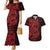 Red Couple Dolphins Maori Polynesian Style Couples Matching Mermaid Dress and Hawaiian Shirt