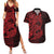 Red Couple Dolphins Maori Polynesian Style Couples Matching Summer Maxi Dress and Hawaiian Shirt