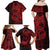 Red Couple Dolphins Maori Polynesian Style Family Matching Off Shoulder Maxi Dress and Hawaiian Shirt