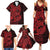 Red Couple Dolphins Maori Polynesian Style Family Matching Summer Maxi Dress and Hawaiian Shirt