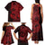 Red Couple Dolphins Maori Polynesian Style Family Matching Tank Maxi Dress and Hawaiian Shirt