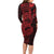 Red Couple Dolphins Maori Polynesian Style Long Sleeve Bodycon Dress