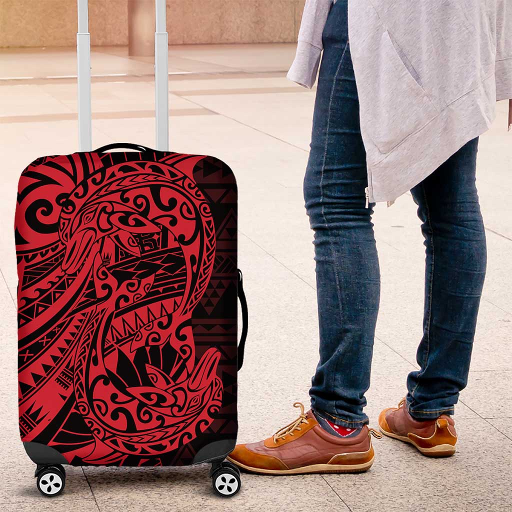 Red Couple Dolphins Maori Polynesian Style Luggage Cover