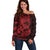 Red Couple Dolphins Maori Polynesian Style Off Shoulder Sweater