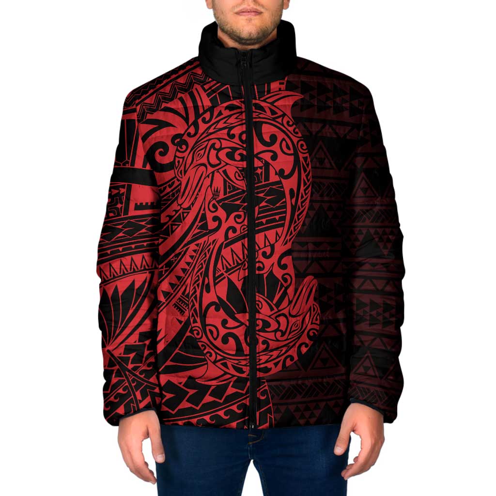 Red Couple Dolphins Maori Polynesian Style Padded Jacket LT9 Men Red - Polynesian Pride