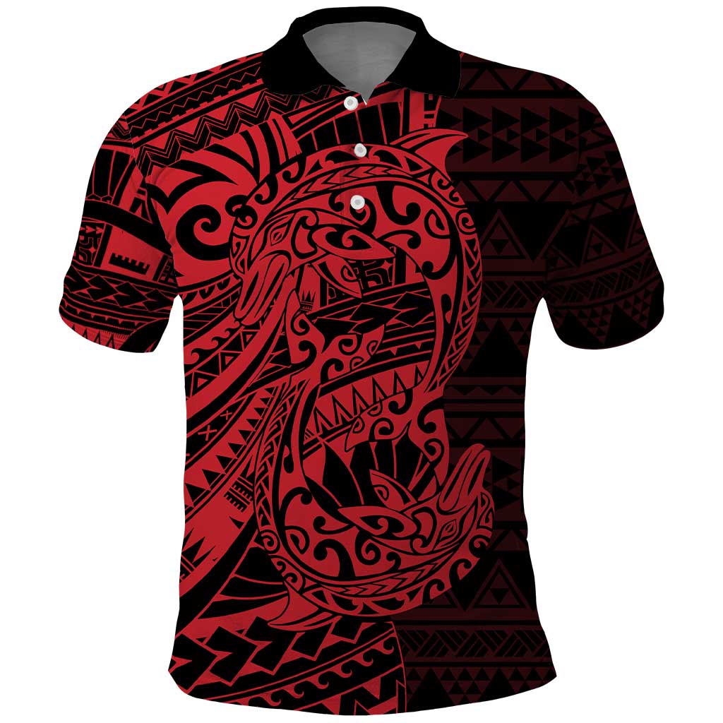 Red Couple Dolphins Maori Polynesian Style Polo Shirt LT9 Red - Polynesian Pride