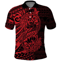 Red Couple Dolphins Maori Polynesian Style Polo Shirt LT9 Red - Polynesian Pride