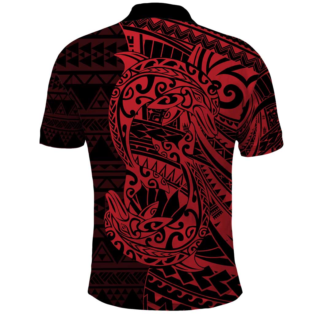 Red Couple Dolphins Maori Polynesian Style Polo Shirt LT9 - Polynesian Pride