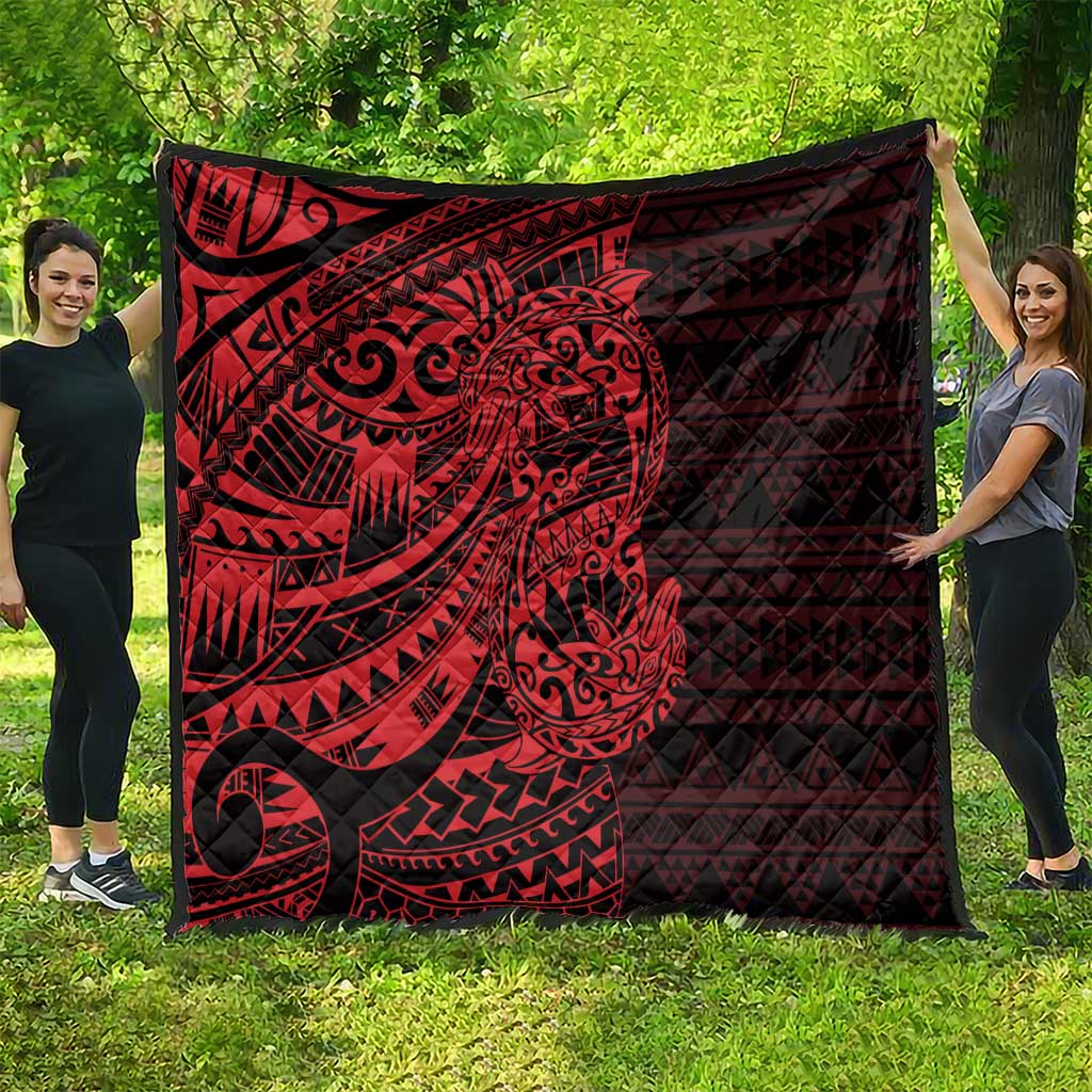 Red Couple Dolphins Maori Polynesian Style Quilt LT9 - Polynesian Pride