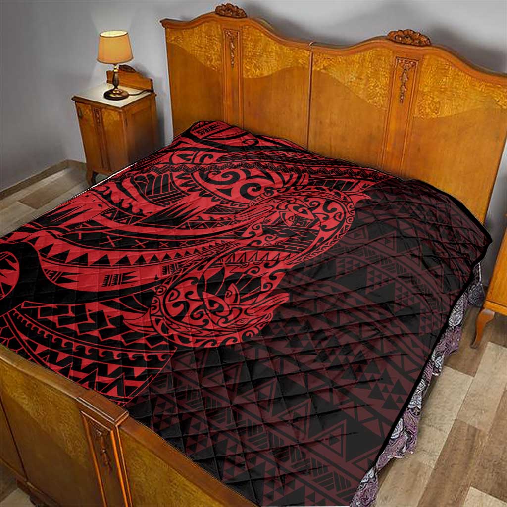 Red Couple Dolphins Maori Polynesian Style Quilt LT9 - Polynesian Pride