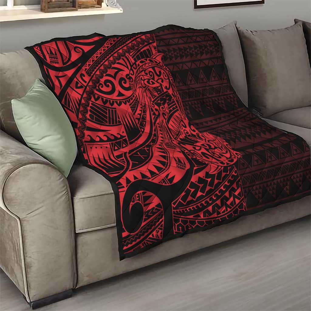 Red Couple Dolphins Maori Polynesian Style Quilt LT9 - Polynesian Pride