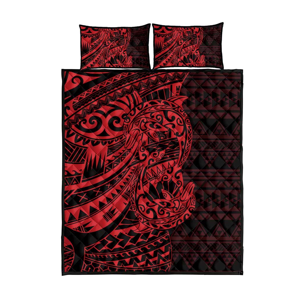 Red Couple Dolphins Maori Polynesian Style Quilt Bed Set LT9 - Polynesian Pride