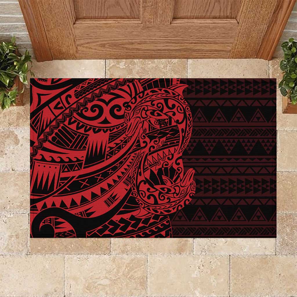 Red Couple Dolphins Maori Polynesian Style Rubber Doormat LT9 Red - Polynesian Pride