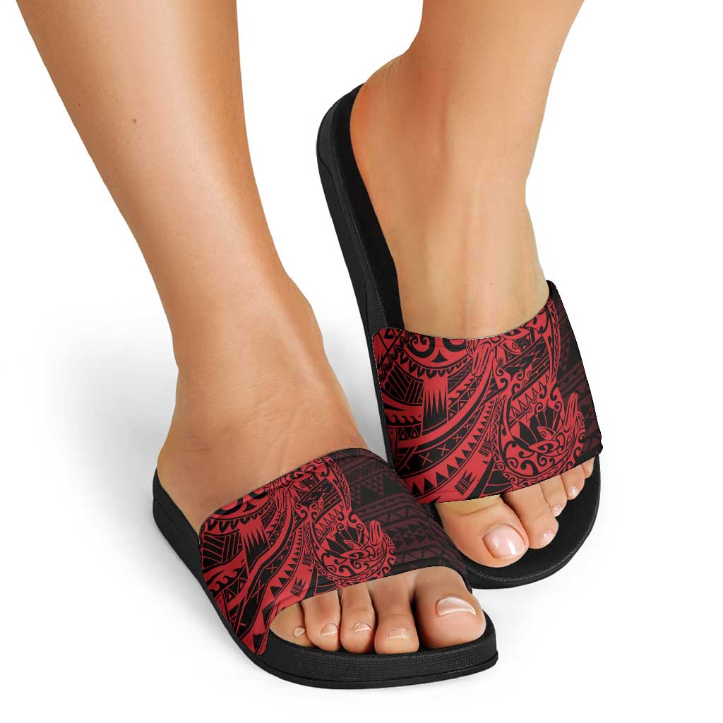 Red Couple Dolphins Maori Polynesian Style Slide Sandals LT9 - Polynesian Pride