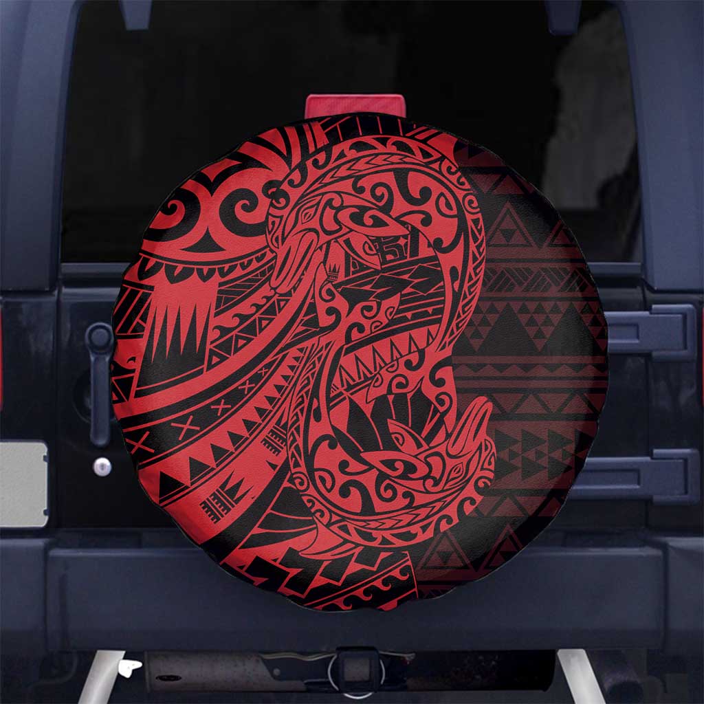 Red Couple Dolphins Maori Polynesian Style Spare Tire Cover LT9 No hole Red - Polynesian Pride