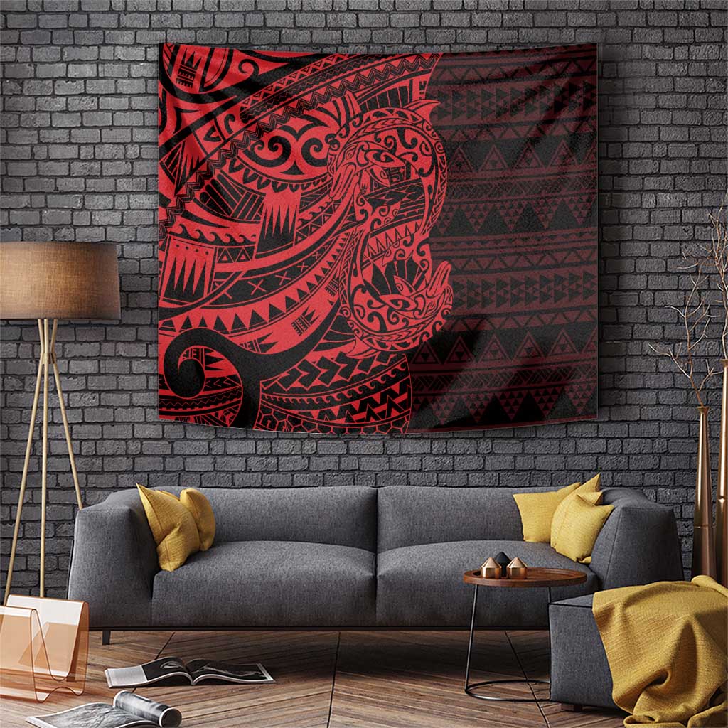 Red Couple Dolphins Maori Polynesian Style Tapestry LT9 Red - Polynesian Pride