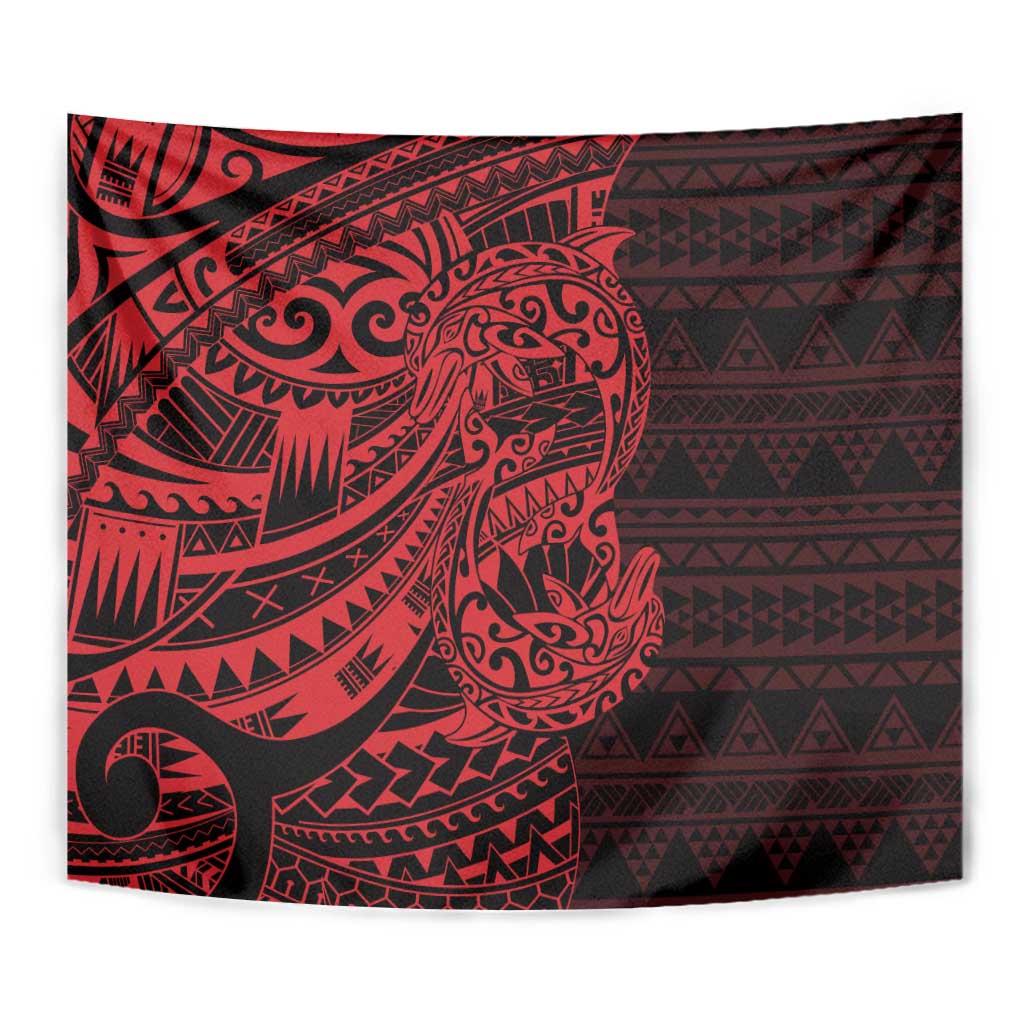 Red Couple Dolphins Maori Polynesian Style Tapestry LT9 - Polynesian Pride