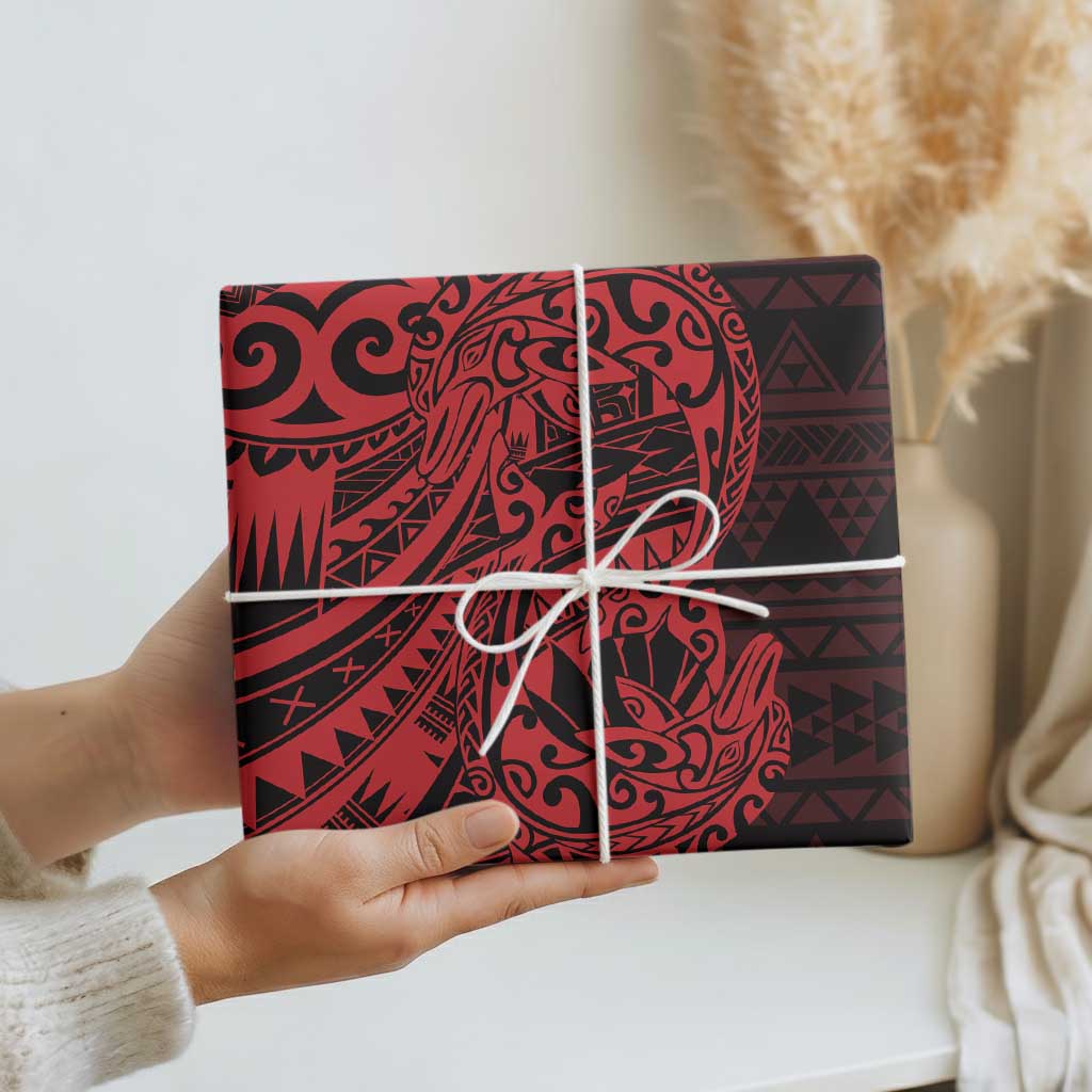 Red Couple Dolphins Maori Polynesian Style Wrapping Paper LT9 - Polynesian Pride