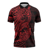 Red Couple Dolphins Maori Polynesian Style Zipper Polo Shirt LT9 Red - Polynesian Pride