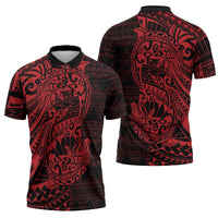 Red Couple Dolphins Maori Polynesian Style Zipper Polo Shirt LT9 - Polynesian Pride