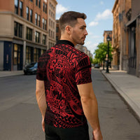 Red Couple Dolphins Maori Polynesian Style Zipper Polo Shirt LT9 - Polynesian Pride