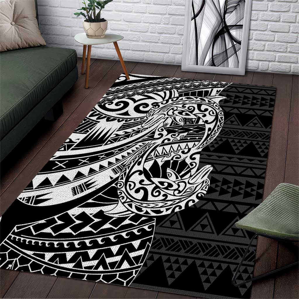 White Couple Dolphins Maori Polynesian Style Area Rug LT9 White - Polynesian Pride