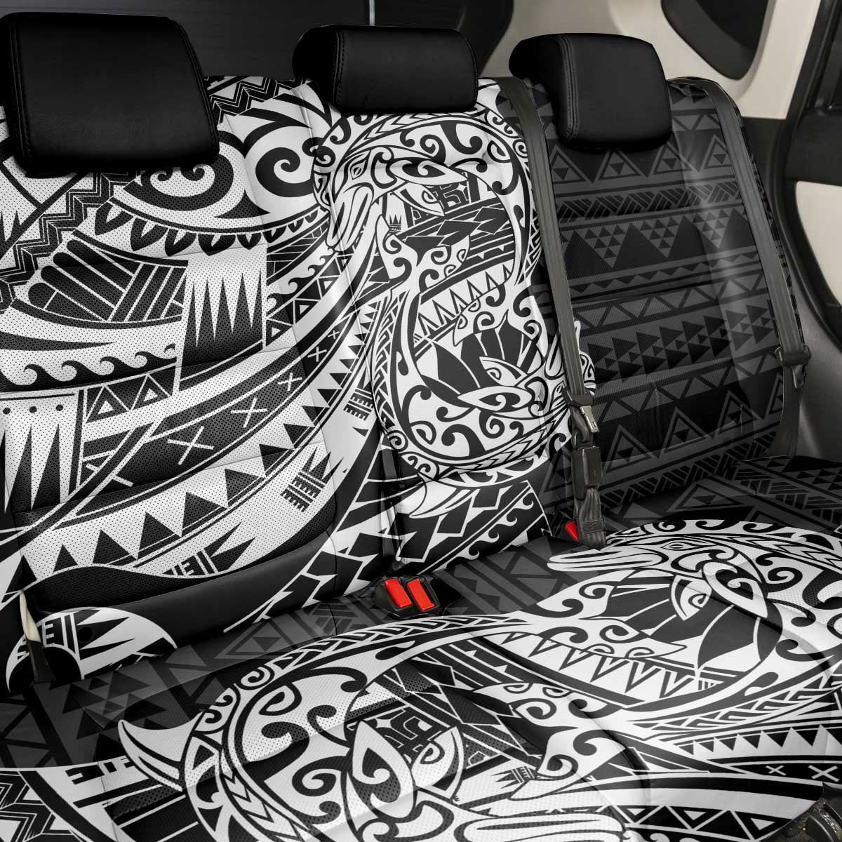 White Couple Dolphins Maori Polynesian Style Back Car Seat Cover LT9 - Polynesian Pride