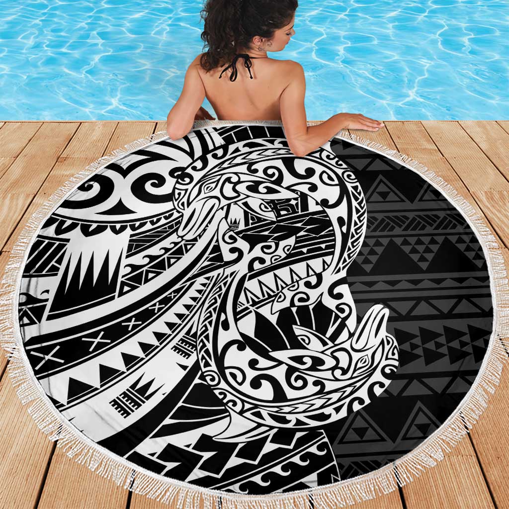 White Couple Dolphins Maori Polynesian Style Beach Blanket LT9 - Polynesian Pride