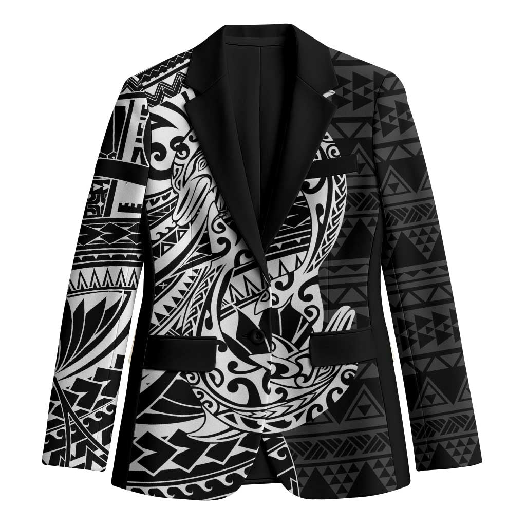 White Couple Dolphins Maori Polynesian Style Blazer LT9 Unisex White - Polynesian Pride