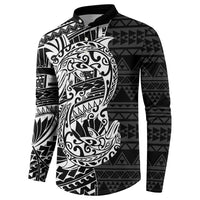 White Couple Dolphins Maori Polynesian Style Button Sweatshirt LT9 - Polynesian Pride