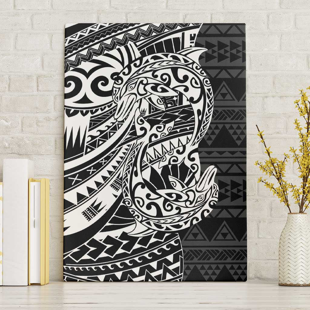 White Couple Dolphins Maori Polynesian Style Canvas Wall Art LT9 Without Frame White - Polynesian Pride